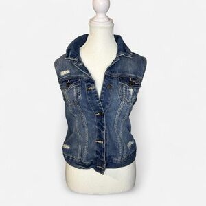 Hollister Denim Vest with Distressed Details